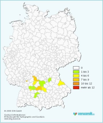 Feuchtmüllers in aller Welt - Namensverteilung in Deutschland